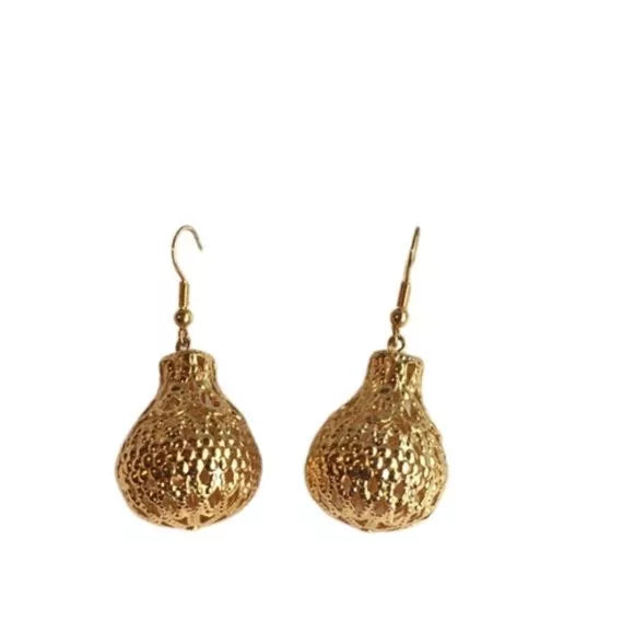 New Gold Plated Bell Style Round Dangling Shiny Earrings. Women's Fashion.