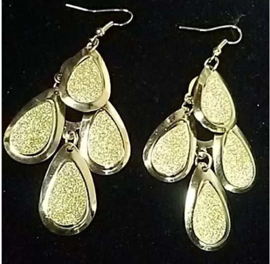 New E814 Gold Stardust Teardrop Earrings. Women's Fashion Accessories.