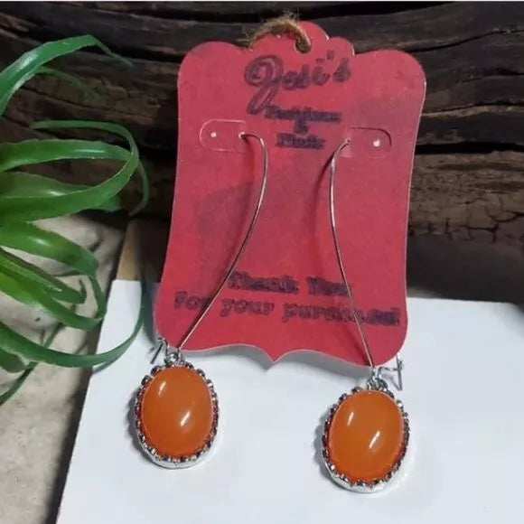 New E2198 Orange Cabochon Drop Earrings. Women's Fashion Accessories.