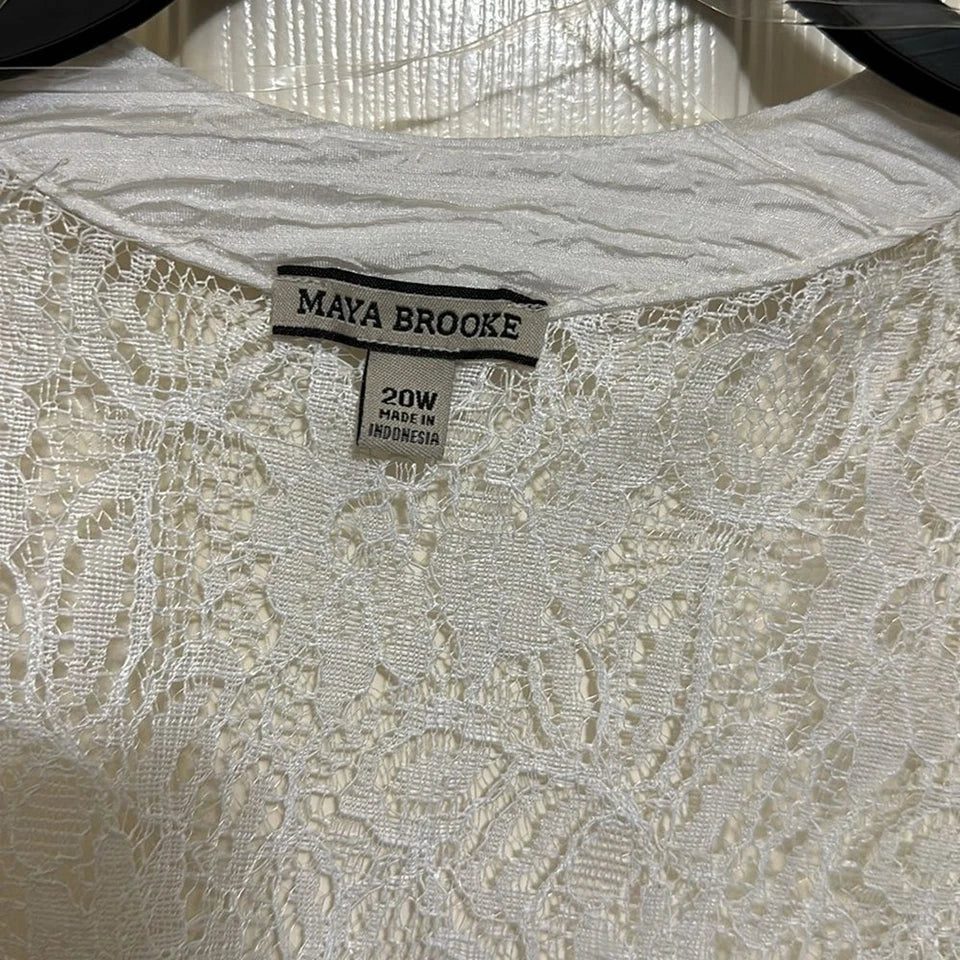 NWT Maya Brooke Women's White Plus Size 20W Lace Jacket Dress
