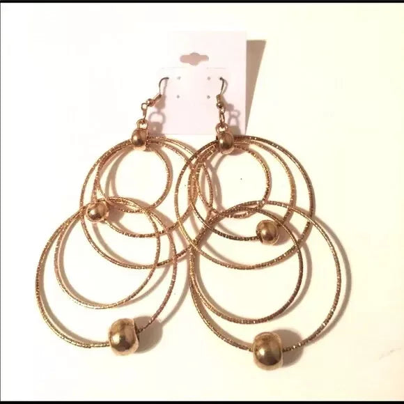 Brand New Gold-Tone Round Big Fashion Earrings. Women's Fashion Accessories.