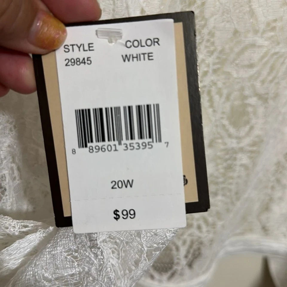 NWT Maya Brooke Women's White Plus Size 20W Lace Jacket Dress
