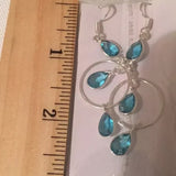 New Swiss Blue Topaz Long Dangling Earrings. Women's Fashion Accessories.