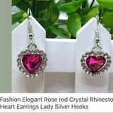 New Heart ❤️ Rose 🌹 Crystal Earrings. Women's Fashion Accessories.