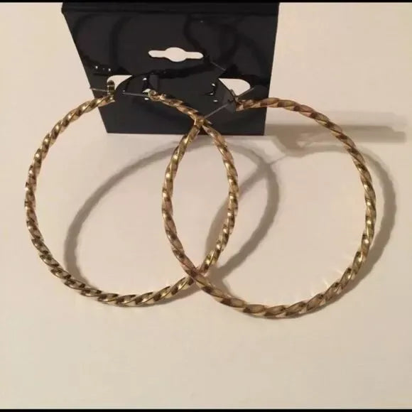 Brand New Gold-tone circle big earrings. Women's Fashion Accessories.