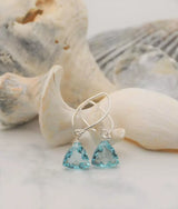 NWT Handmade Dangle Earrings for Women - Aquamarine Blue Quartz Sterling Silver Earrings