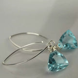 NWT Handmade Dangle Earrings for Women - Aquamarine Blue Quartz Sterling Silver Earrings