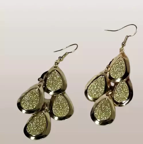 New E814 Gold Stardust Teardrop Earrings. Women's Fashion Accessories.