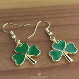 Shamrock Green Dangle Earrings: 4-Leaf Clover Dangling Earrings for Women