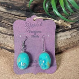 New E296 Hand-Painted Robin's Egg Beaded Drop Earrings. Women's Fashion.