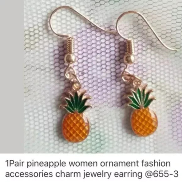 NWOT Pineapple 🍍 Green-Yellow Drop Earrings. Women's Fashion Accessories.