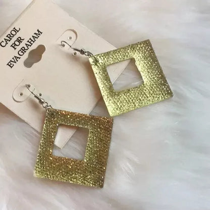 NWT Glitter Yellow Diamond Big Chunky Earrings. Women's Fashion Accessories.