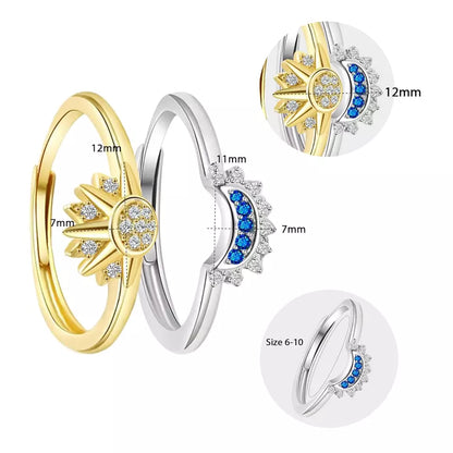 Sun and Moon Ring Set Stackable Rings for Women Adjustable Celestial Jewelry