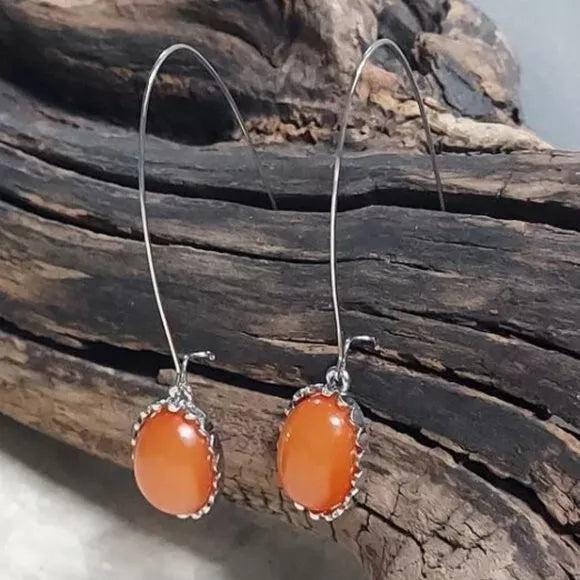 New E2198 Orange Cabochon Drop Earrings. Women's Fashion Accessories.