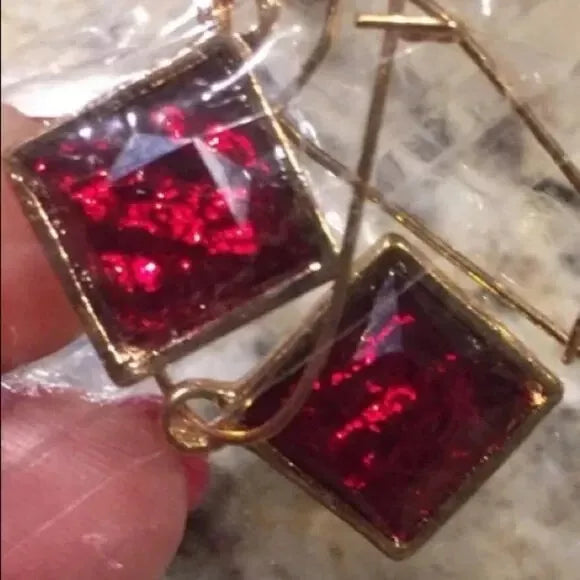 NWOT Pretty Red Color Dangling Earrings. Women's Fashion Accessories.