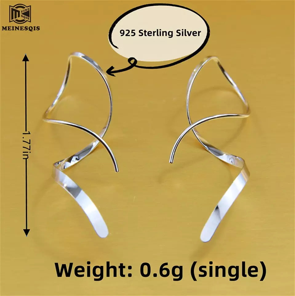 Women Spiral Threader 925 Sterling Silver Earrings. Fashion Jewelry.