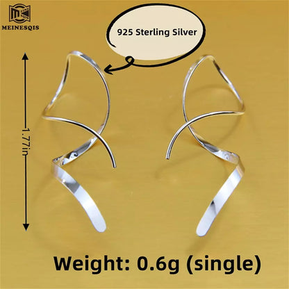Women Spiral Threader 925 Sterling Silver Earrings. Fashion Jewelry.