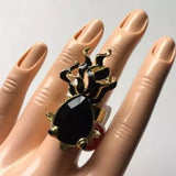 NEW Adjustable Chunky Ring Black Gem stones. Women's Fashion Accessories.