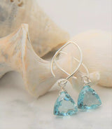 NWT Handmade Dangle Earrings for Women - Aquamarine Blue Quartz Sterling Silver Earrings