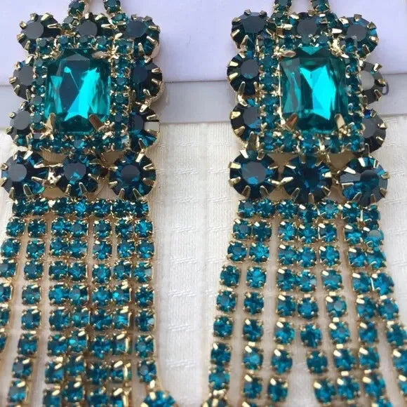 New Pretty Dangling Shiny Blue Green Earrings. Women's Fashion Accessories.