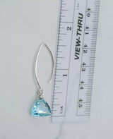 NWT Handmade Dangle Earrings for Women - Aquamarine Blue Quartz Sterling Silver Earrings