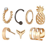 7 Piece Ear Jacket & Stud Earrings Set 18K Gold Plated Earring