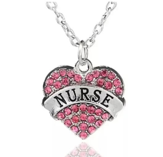 2 pcs Brand New Pink "Nurse" Heart Pendant Necklace. Women's Fashion