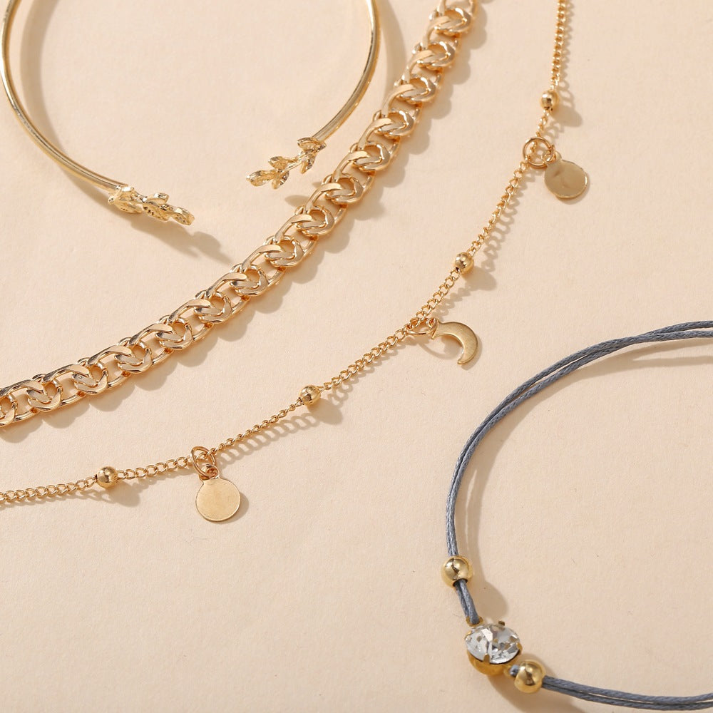 4 Piece Roman Bracelet Set With Crystals in 18K Gold Filled