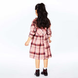 Long Sleeve Dress Pink And Burgundy Plaid