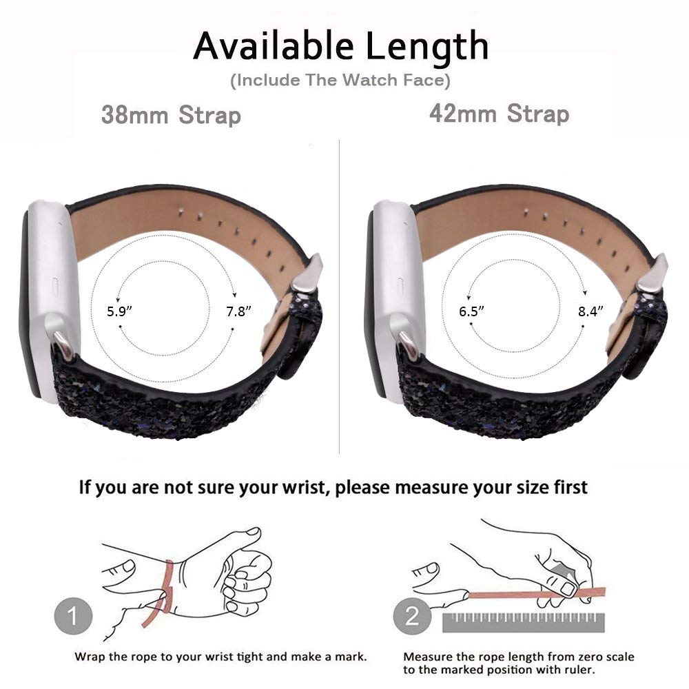 3pcs Leather Band for Apple Watch Series 6 SE 5/4/3 Bling Strap for iWatch