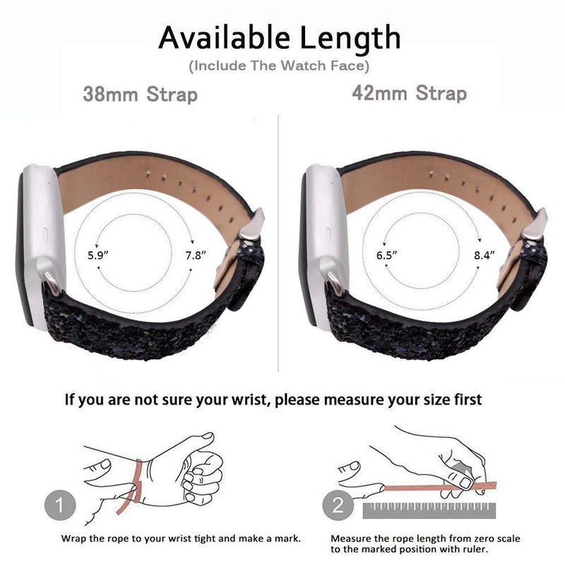 3pcs Leather Band for Apple Watch Series 6 SE 5/4/3 Bling Strap for iWatch