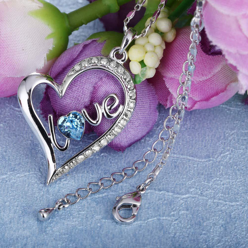 Blue Elements Classic Love Heart Necklace in 14K White Gold Plating