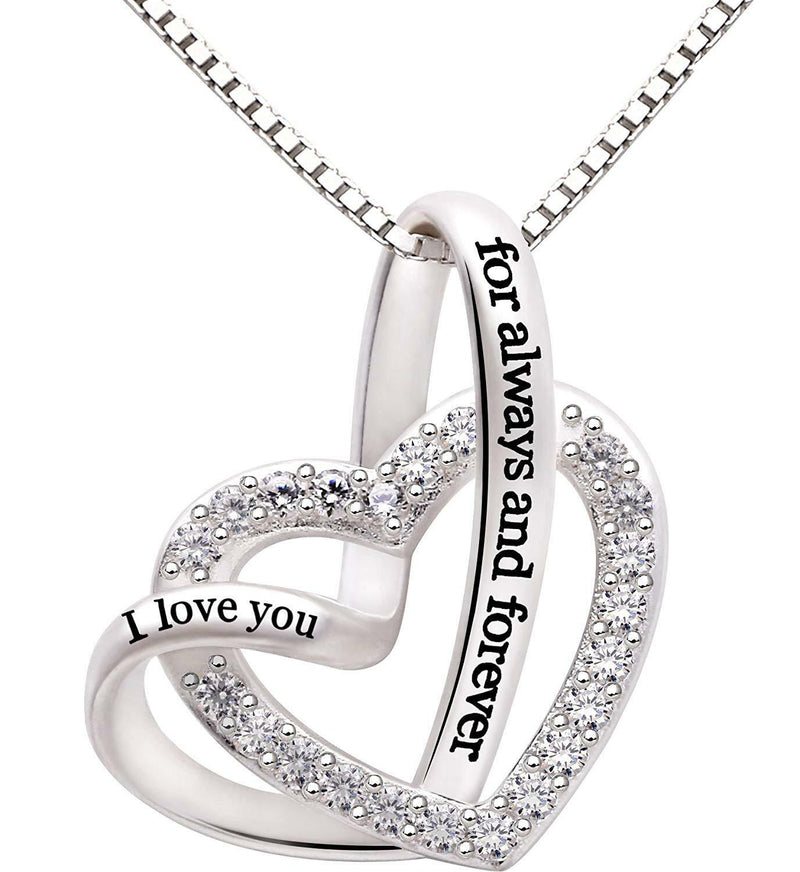 Mother's Day Gift "I Love you for Always & Forever" White Pav'e Necklace