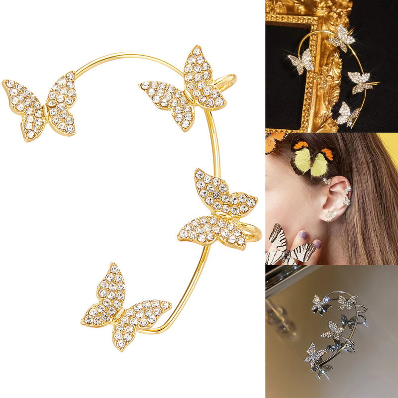 2 pcs Sparkling Crystal Earrings Butterfly Design Fashion Accessories