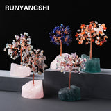 1PC Natural crystal rubble fortune tree Rough Crystal flower tree Irregular Rose quartz