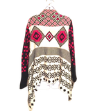 50% OFF Red White Printed Longsleeve Cardigan Sweater Size Medium Women's Ladies Fashion Winter Fall