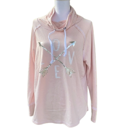 "LOVE" Arrow design Print Long Sleeve Top Blouse Size Large Cotton Women's Ladies Fashion