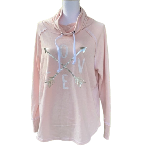 "LOVE" Arrow design Print Long Sleeve Top Blouse Size Large Cotton Women's Ladies Fashion