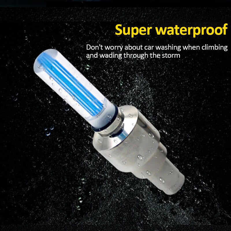 1/2 Pcs Neon Lights Tire Wheel Valve Cap Light LED Portable Durable Lightweight