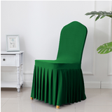 3pcs Wedding Spandex Chair Cover With  Pleated Ruffled  Skirt