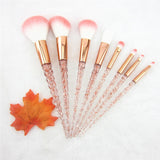 8pcs Red Glitter Diamond Brush Crystal Makeup Brushes Set