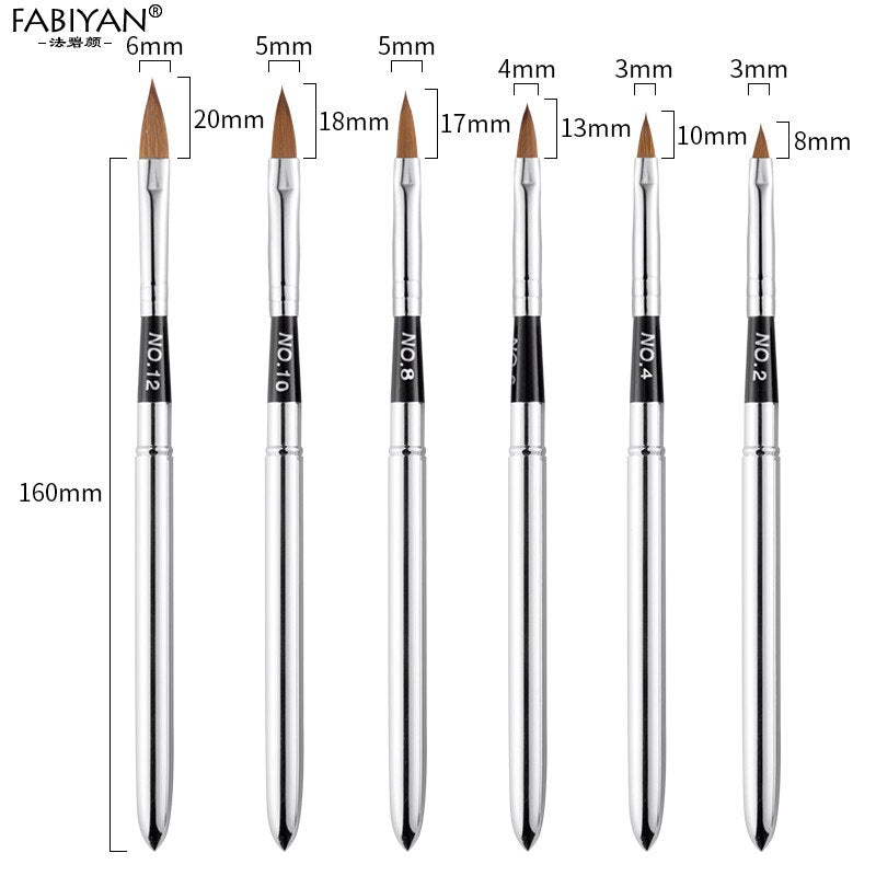 5Pcs/set 11/13/15/17/19mm Nail Art Crystal Brush UV Gel Builder Painting Dotting Pen Carving Tips Manicure Salon Tools