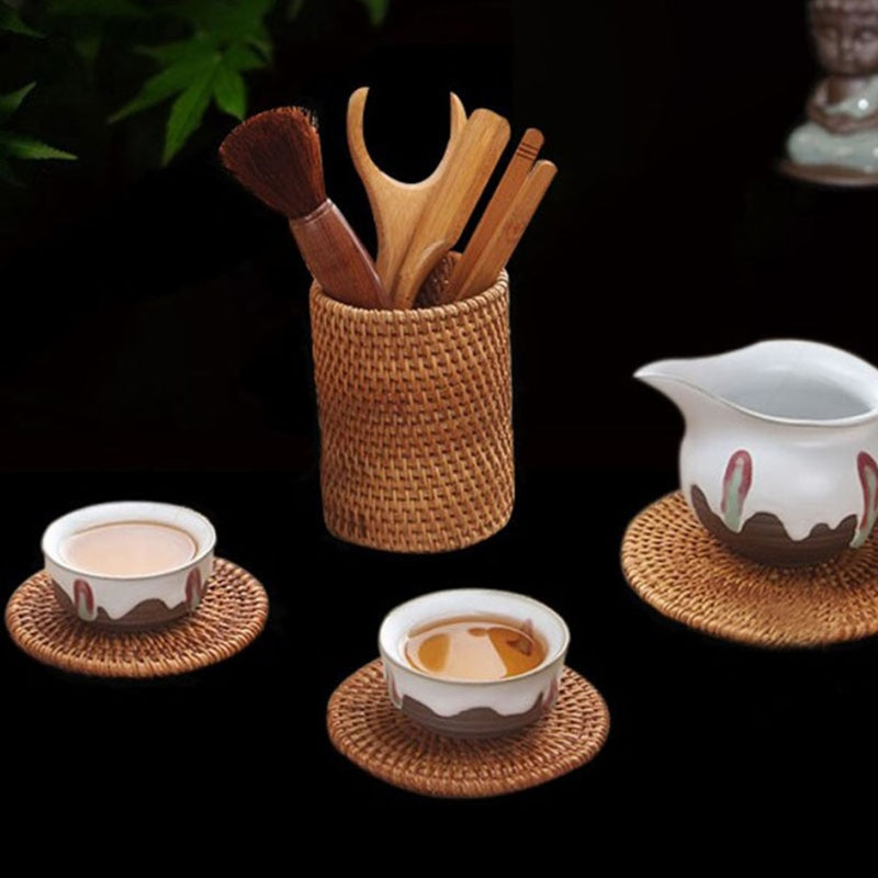 3pcs Home Storage Hand Weave Natural Rattan Baskets Organizer