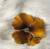 Pretty Metal Yellow Flower Brooch Pin. Women's Fashion Accessories