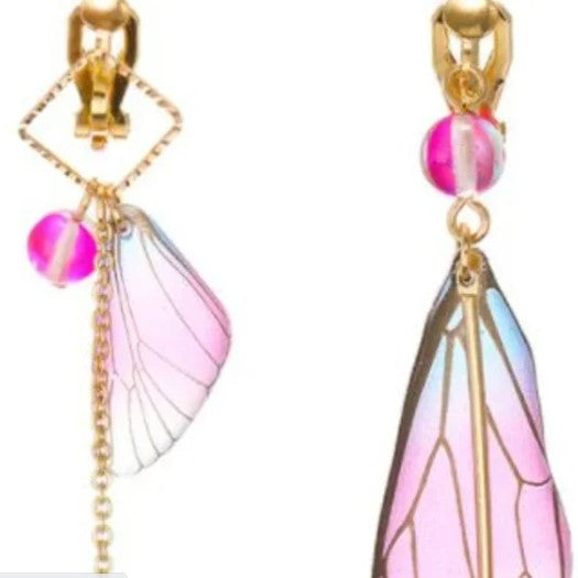 NEW Fairy Angel Wing Butterfly Clip On Earrings Pink Women's Fashion Jewelry - Findsbyjune.com