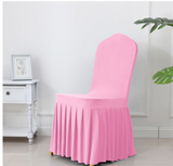 3pcs Wedding Spandex Chair Cover With  Pleated Ruffled  Skirt