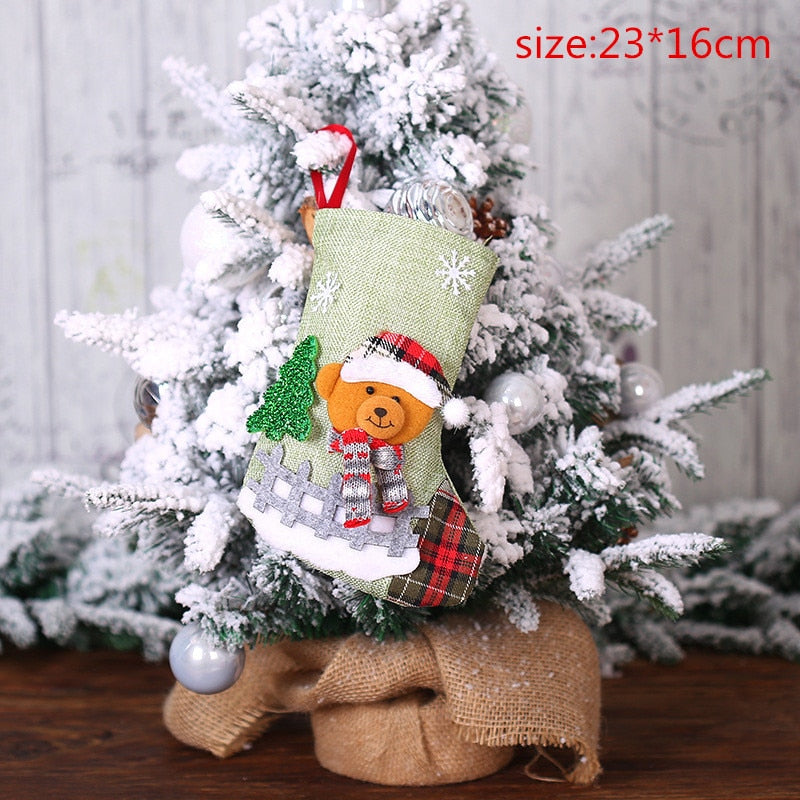 3pcs Christmas Socks Stockings Home Decorations