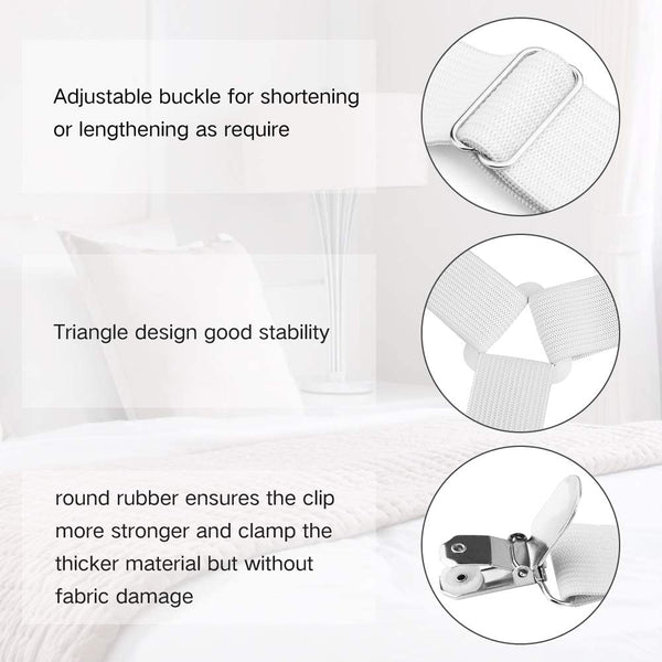 4PCS/Set Clip Bed Sheet Belt Fastener Mattress Elastic Non-Slip Clip Blanket Gripper