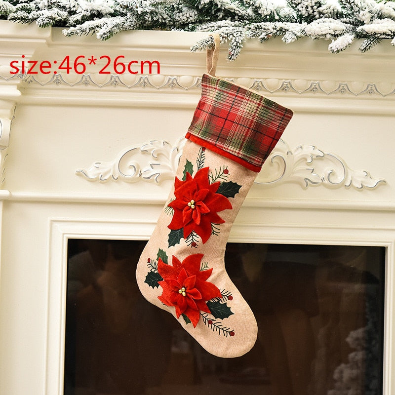 3pcs Christmas Socks Stockings Home Decorations