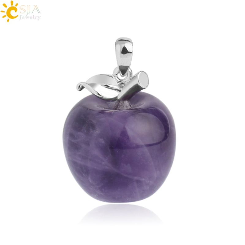 3pcs Crystal Apple Pendant Natural Gemstone Pendants